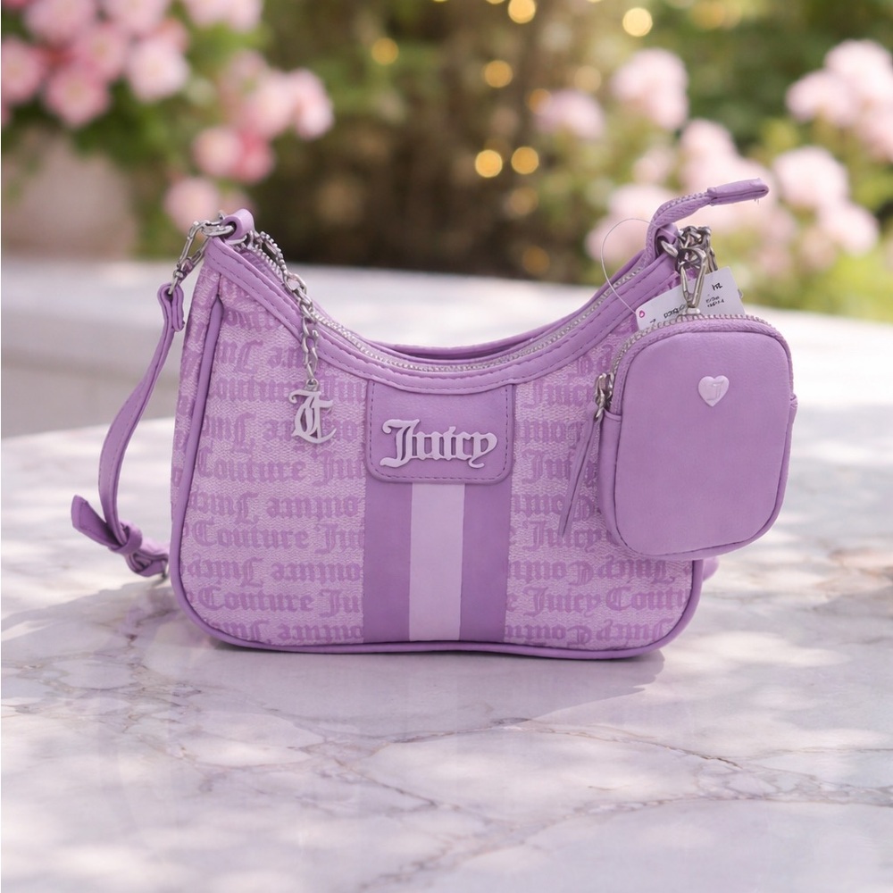 Juicy Couture Lavender Logo Shoulder Bag with Coin Pouch